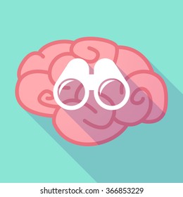 Illustration of a long shadow brain with binoculars