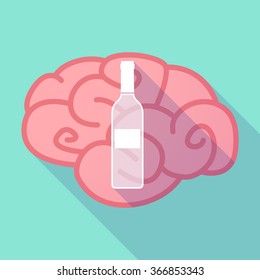 Illustration of a long shadow brain with a bottle of wine