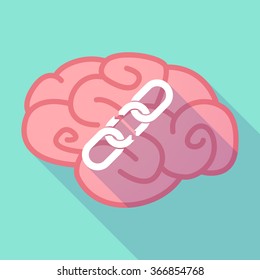 Illustration of a long shadow brain with  a broken chain