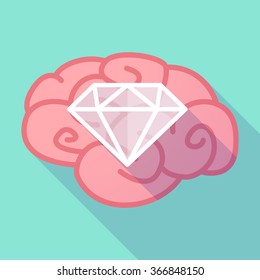 Illustration of a long shadow brain with a diamond