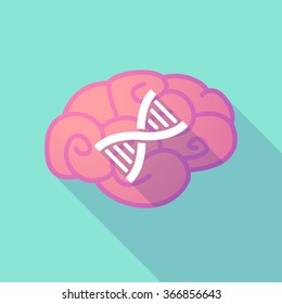 Illustration of a long shadow brain with  a DNA sign