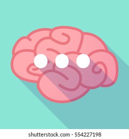 Illustration of a long shadow brain with  an ellipsis orthographic sign
