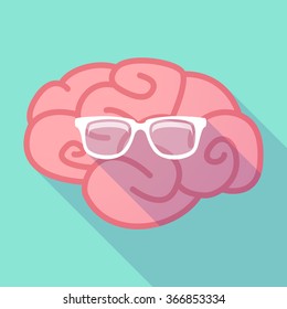 Illustration of a long shadow brain with glasses