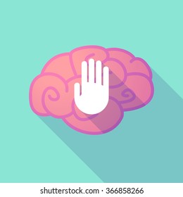 Illustration of a long shadow brain with  a hand