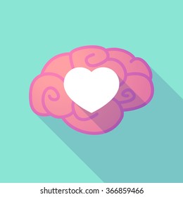 Illustration of a long shadow brain with  a heart