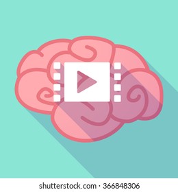 Illustration of a long shadow brain with a multimedia sign