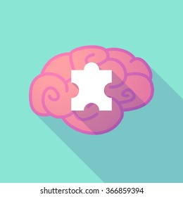 Illustration of a long shadow brain with  a puzzle piece
