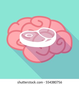 Illustration of a long shadow brain with  a steak icon