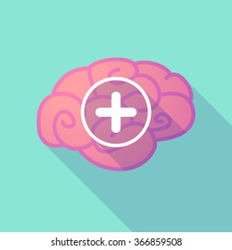 Illustration of a long shadow brain with  a sum sign