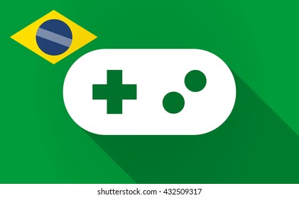 Illustration of a long shadow Brazil flag with a game pad