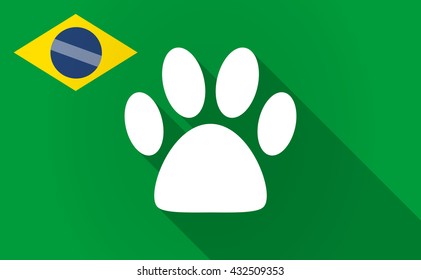 Illustration of a long shadow Brazil flag with an animal footprint