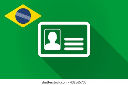 Illustration of a long shadow Brazil flag with an id card