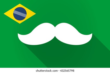 Illustration of a long shadow Brazil flag with a moustache