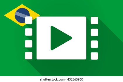 Illustration of a long shadow Brazil flag with a multimedia sign