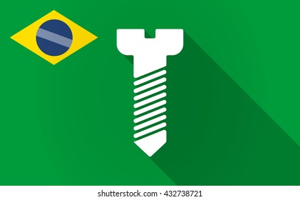 Illustration of a long shadow Brazil flag with a screw