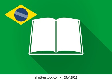 Illustration of a long shadow Brazil flag with a book