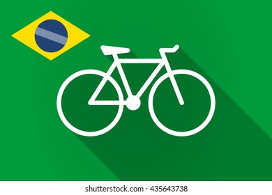 Illustration of a long shadow Brazil flag with a bicycle