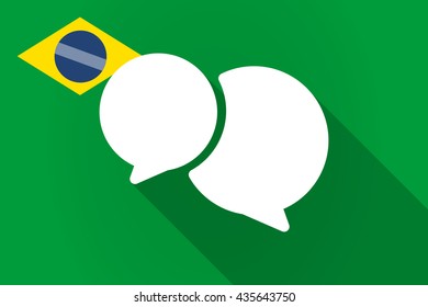 Illustration of a long shadow Brazil flag with  comic balloons