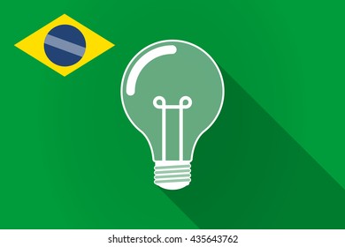 Illustration of a long shadow Brazil flag with a light bulb