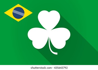 Illustration of a long shadow Brazil flag with a clover