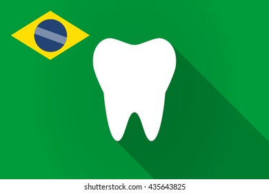 Illustration of a long shadow Brazil flag with a tooth