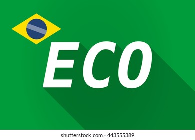 Illustration of a long shadow Brazil flag with    the text ECO