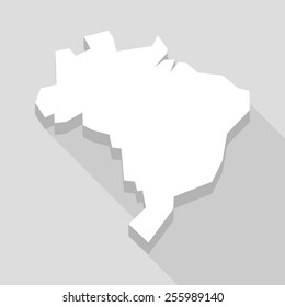 Illustration of a long shadow Brazil map 