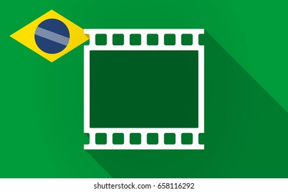 Illustration of a long shadow Brazil map with   a photographic 35mm film strip