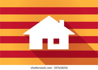 Illustration of a long shadow Catalonia vector flag with a house