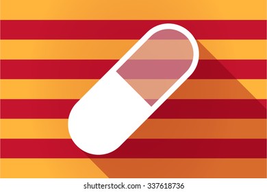 Illustration of a long shadow Catalonia vector flag with a pill