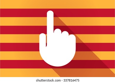 Illustration of a long shadow Catalonia vector flag with a pointing hand
