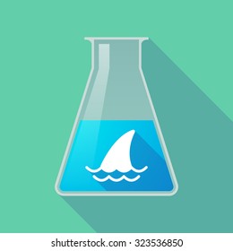 Illustration of a long shadow chemical flask with a shark fin
