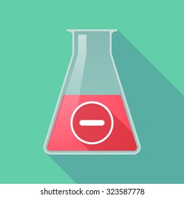 Illustration of a long shadow chemical flask with a subtraction sign