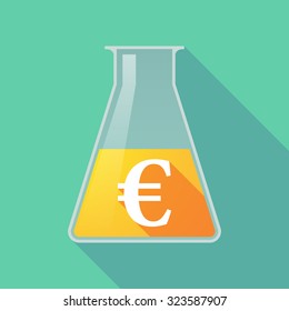 Illustration of a long shadow chemical flask with an euro sign