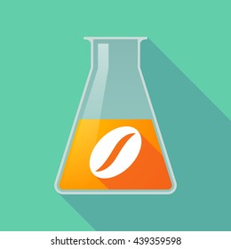 Illustration of a long shadow chemical test tube with a coffee bean