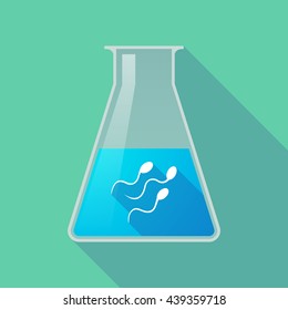 Illustration of a long shadow chemical test tube with sperm cells