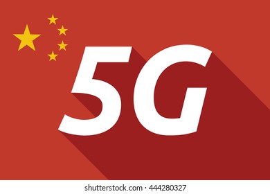 Illustration of a long shadow China flag with    the text 5G