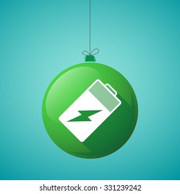 Illustration of a long shadow christmas ball icon with a battery