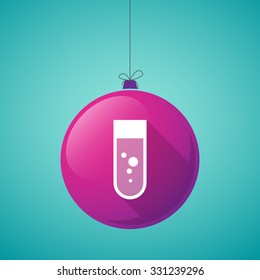 Illustration of a long shadow christmas ball icon with a chemical test tube