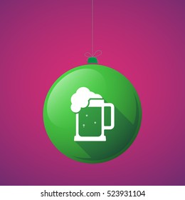 Illustration of a long shadow christmas ball with  a beer jar icon