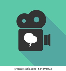Illustration of a long shadow cinema camera with a stormy cloud