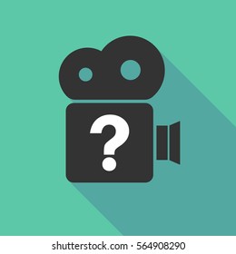 Illustration of a long shadow cinema camera with a question sign