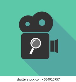 Illustration of a long shadow cinema camera with a magnifier