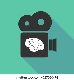 Illustration of a long shadow cinema camera with a brain