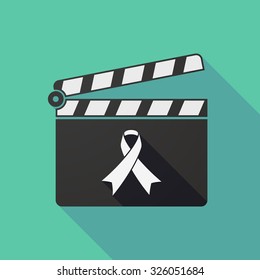 Illustration of a long shadow clapper board with an awareness ribbon