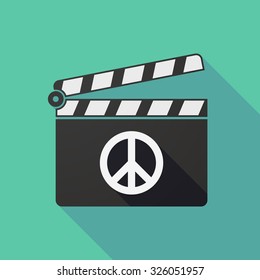 Illustration of a long shadow clapper board with a peace sign