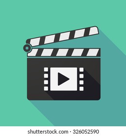 Illustration of a long shadow clapper board with a multimedia sign