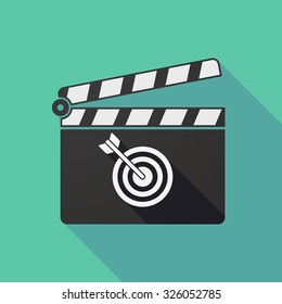 Illustration of a long shadow clapper board with a dart board