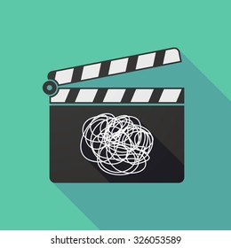 Illustration of a long shadow clapper board with a doodle