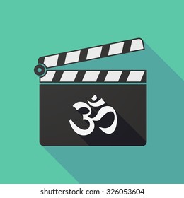 Illustration of a long shadow clapper board with an om sign